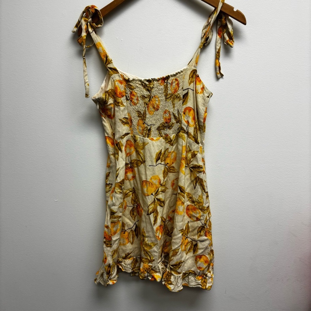 Urban Outfitters Jolene Linen Tie Shoulder Lemon Print Dress - Picture 10 of 15